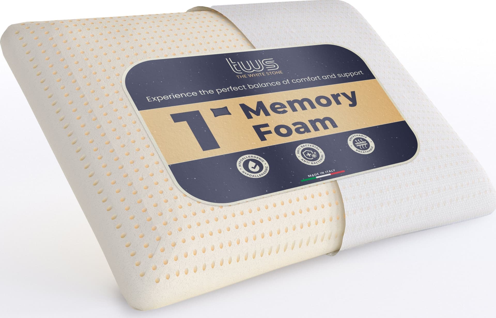 Cuscino Guanciale Memory Foam 40x70 cm | Altezza 11 cm | Cervicale Ipoallergenico, Ergonomico, Traspirante, Antisoffoco e Rinfrescante. in Cuscini The White Stone - San Donà di Piave, commercioVirtuoso.it