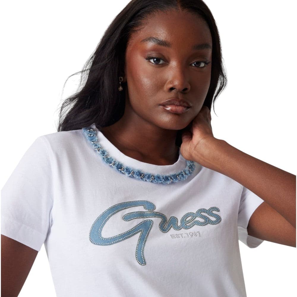 Guess t-shirt bianca logo Jeans Chain W5GI03 I3Z14 G011 T-shirt Guess