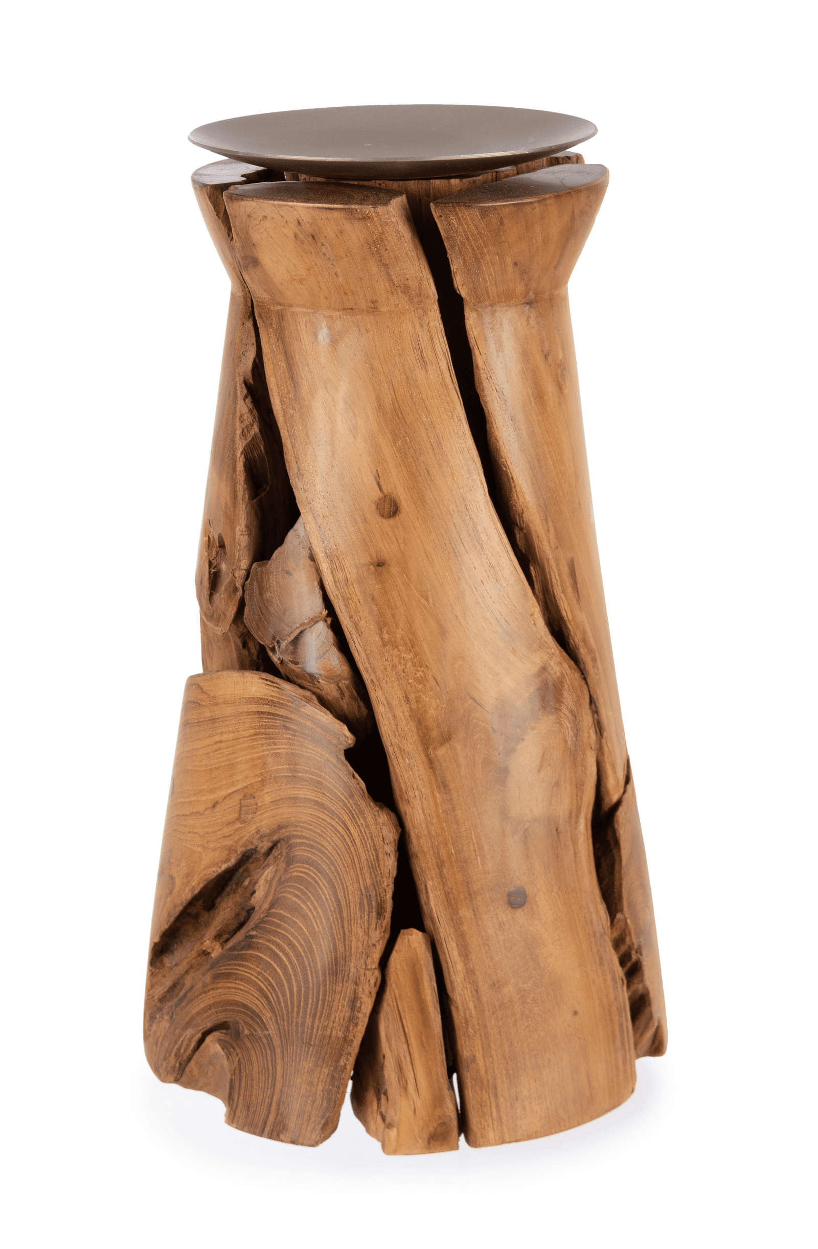 Porta candela Arwood naturale h 32  fatto con radici di legno teak reciclato - 4