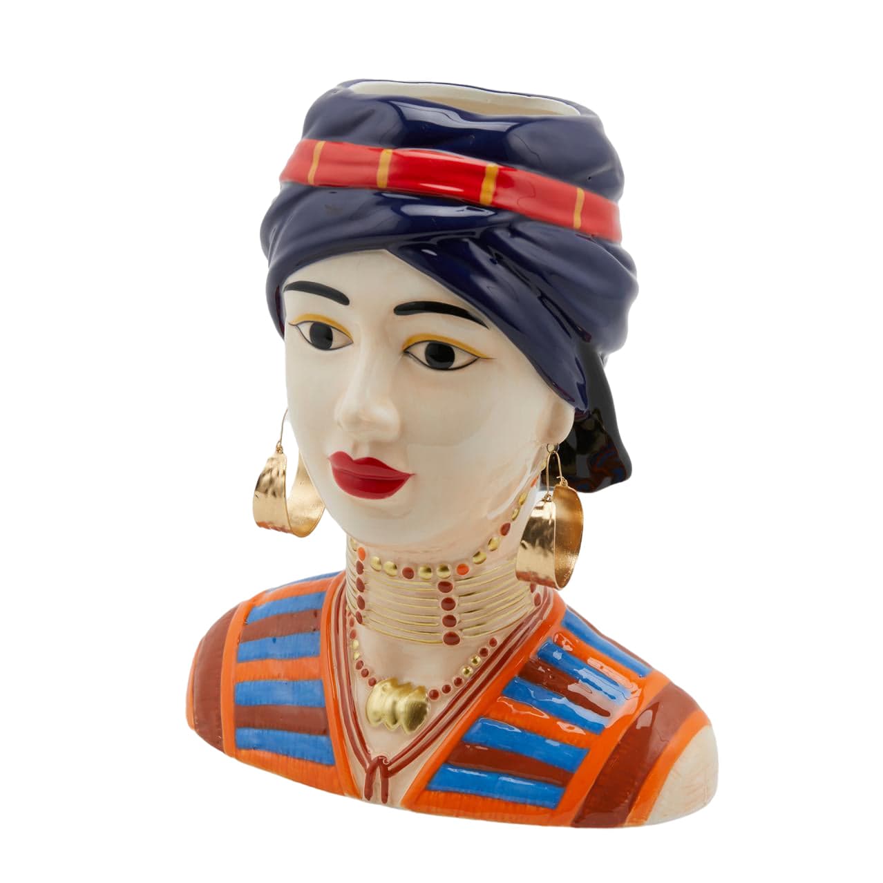 Vaso Faccia decorativa "Lady Dal Mondo" porta fiori o piante in ceramica volto - 5