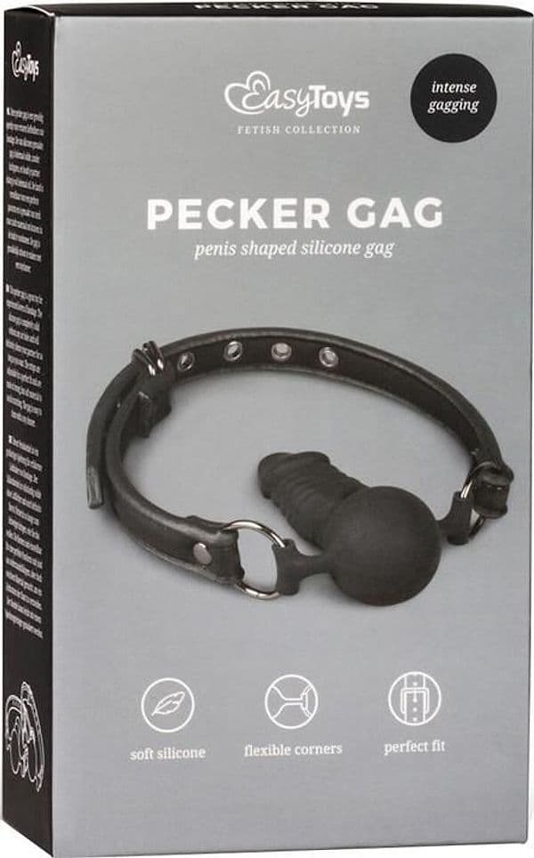 Easytoys Pecker Gag silicone nero regolabile, resistente agli strappi e impermeabile in prodotto Erosdom - Palmi, commercioVirtuoso.it