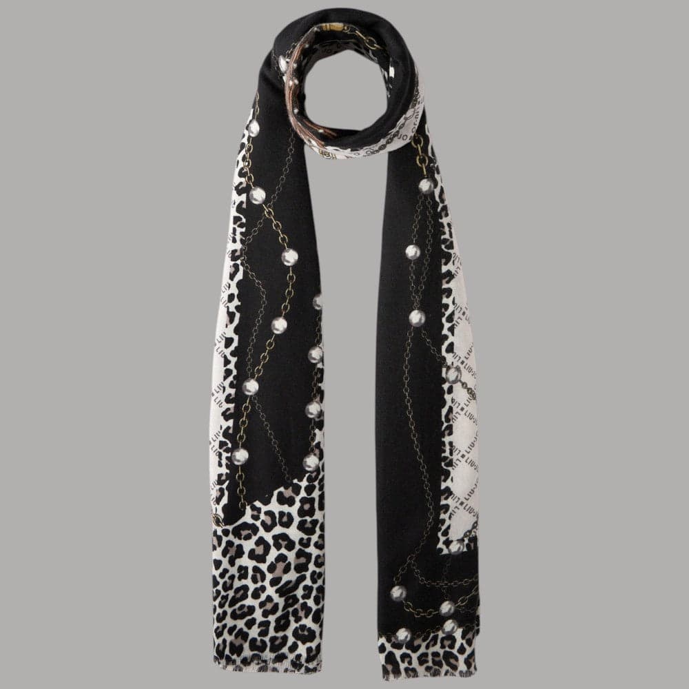 Liu Jo sciarpa nera animalier 70X180 2F5081T0300 in Sciarpe Prodotti di Classe - Nocera Superiore, commercioVirtuoso.it