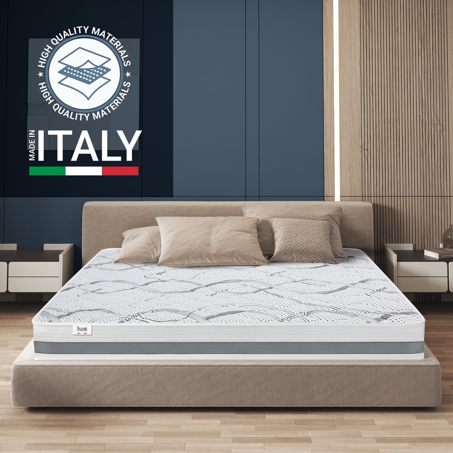 Materasso Memory Foam matrimoniale Francese CARBON | Altezza 22 cm | Made in Italy in Materassi The White Stone - San Donà di Piave, commercioVirtuoso.it
