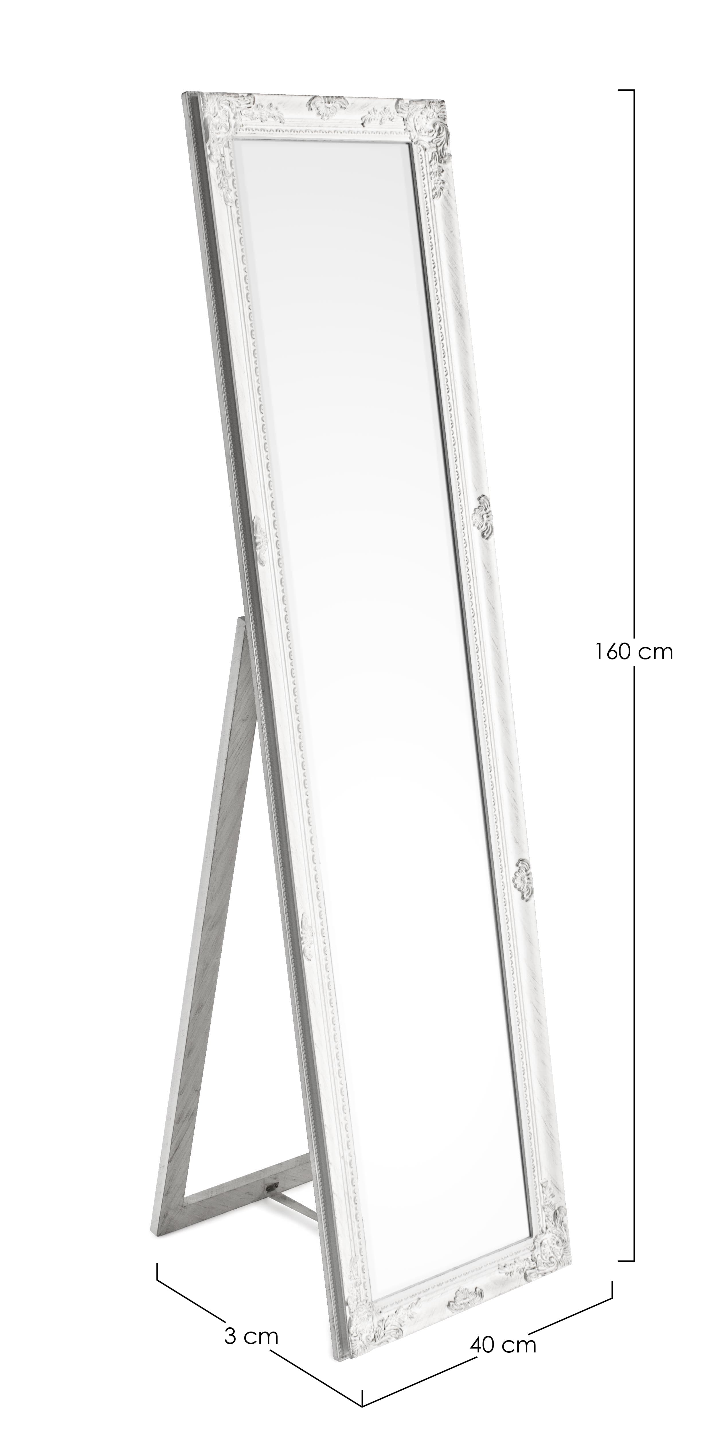 Specchio con cornice in legno bianco "Miro" 40 x h 160 cm in Specchi da parete Decor Space - Altamura, commercioVirtuoso.it