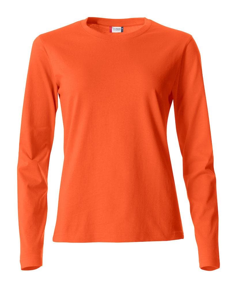 Basic T-Shirt Arancio Donna Maglietta Manica Lunga Cotone in Magliette a maniche lunghe Dresswork - Como, commercioVirtuoso.it