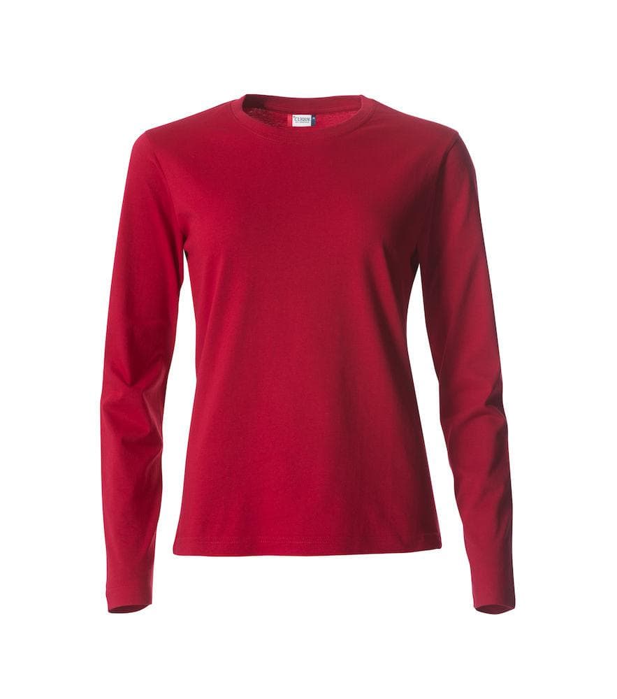 Basic T-Shirt Rosso Donna Maglietta Manica Lunga Cotone in Magliette a maniche lunghe Dresswork - Como, commercioVirtuoso.it