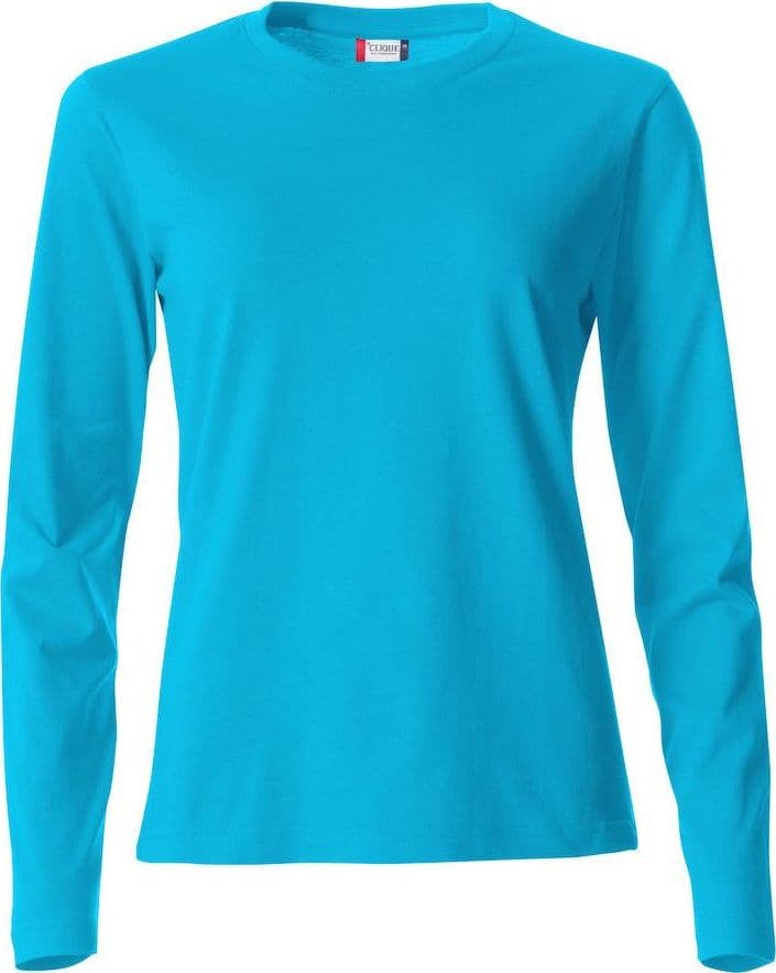 Basic T-Shirt Turchese Azzurro Donna Maglietta Manica Lunga Cotone in Magliette a maniche lunghe Dresswork - Como, commercioVirtuoso.it