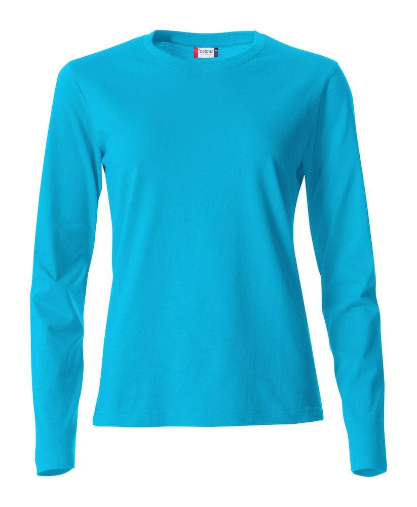 Basic T-Shirt Turchese Azzurro Donna Maglietta Manica Lunga Cotone in Magliette a maniche lunghe Dresswork - Como, commercioVirtuoso.it