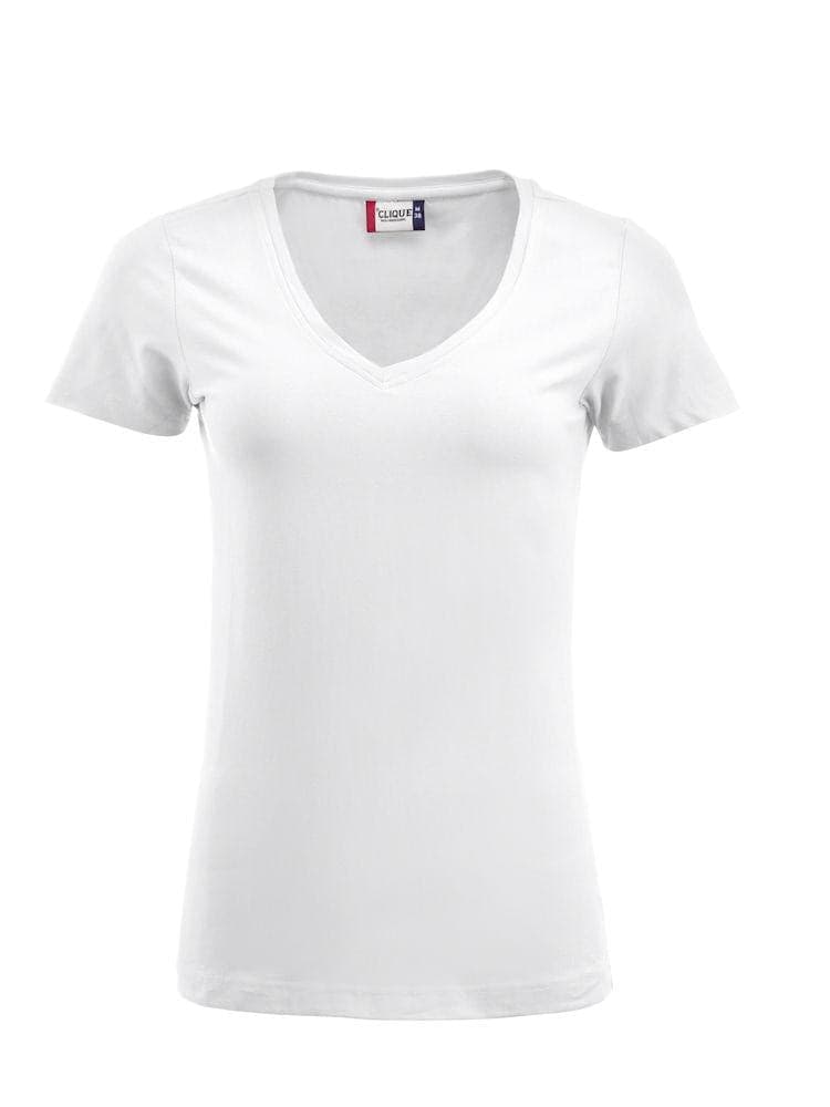 T-Shirt Arden Bianco Manica Corta Maglietta Collo a V Clique Donna Elasticizzata in T-shirt Dresswork - Como, commercioVirtuoso.it
