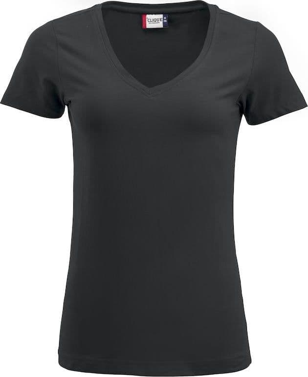 T-Shirt Arden Nero Manica Corta Maglietta Collo a V Clique Donna Elasticizzata in T-shirt Dresswork - Como, commercioVirtuoso.it