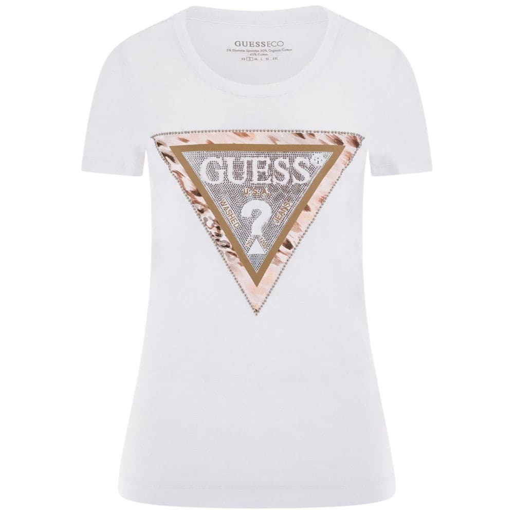 Guess t-shirt bianca Cheeta W5RI22 J1314 G011 T-shirt Guess