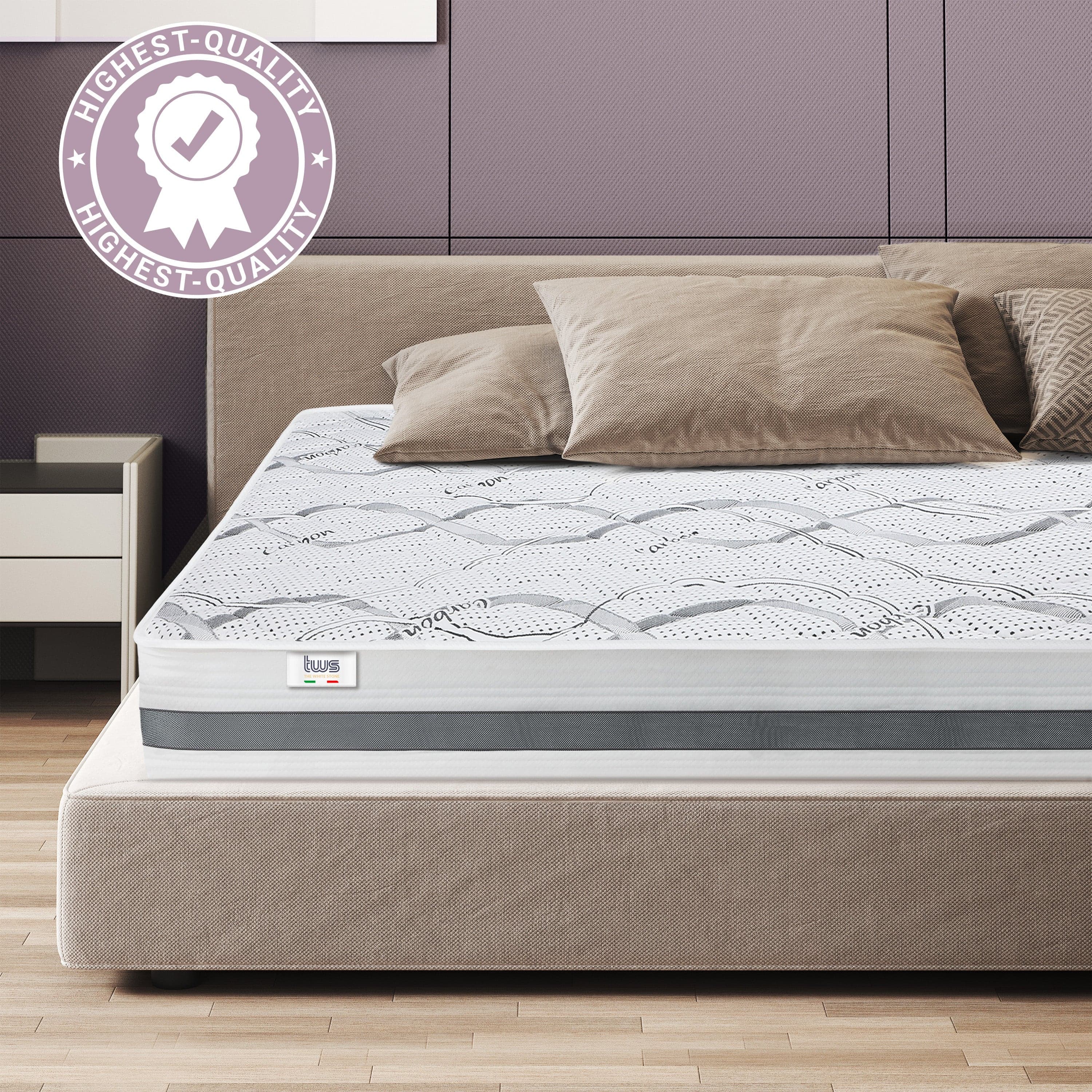 Materasso matrimoniale Francese CARBON Memory Premium Quality | Altezza 25 cm | Made in Italy in Materassi The White Stone - San Donà di Piave, commercioVirtuoso.it