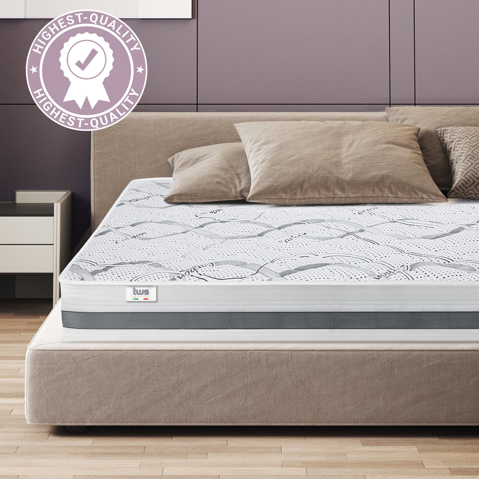 Materasso Extra Size CARBON Memory Premium Quality | Altezza 25 cm | Made in Italy in Materassi The White Stone - San Donà di Piave, commercioVirtuoso.it