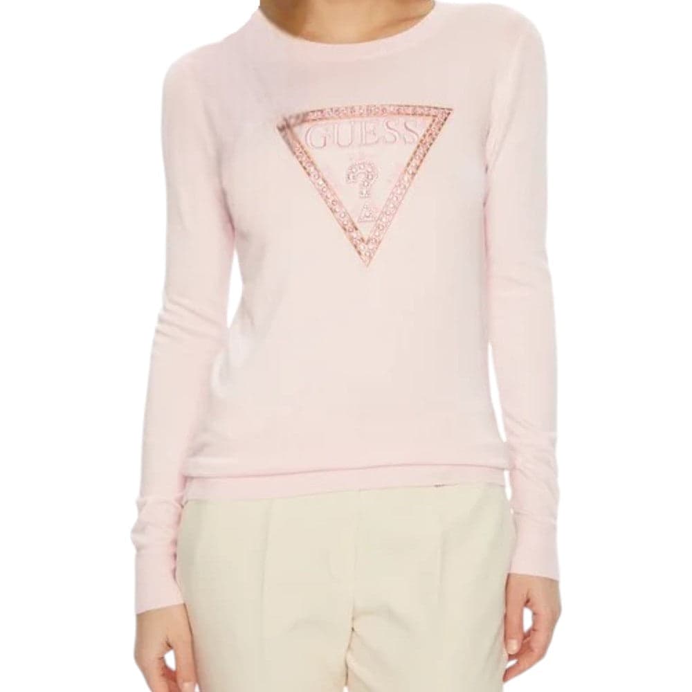 Guess maglioncino rosa logo triangolo Ivory W5RR39 Z2NQ2 A60W