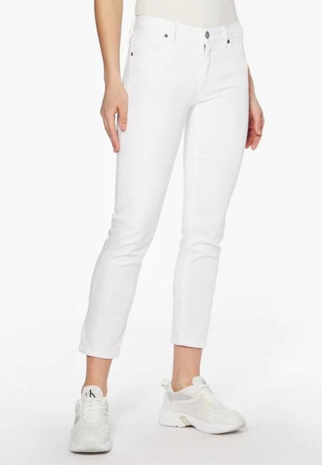 calvin klein jeans MID RISE SLIM ANKLE-WHITE da donna in Jeans Drestige - Casamassima, commercioVirtuoso.it