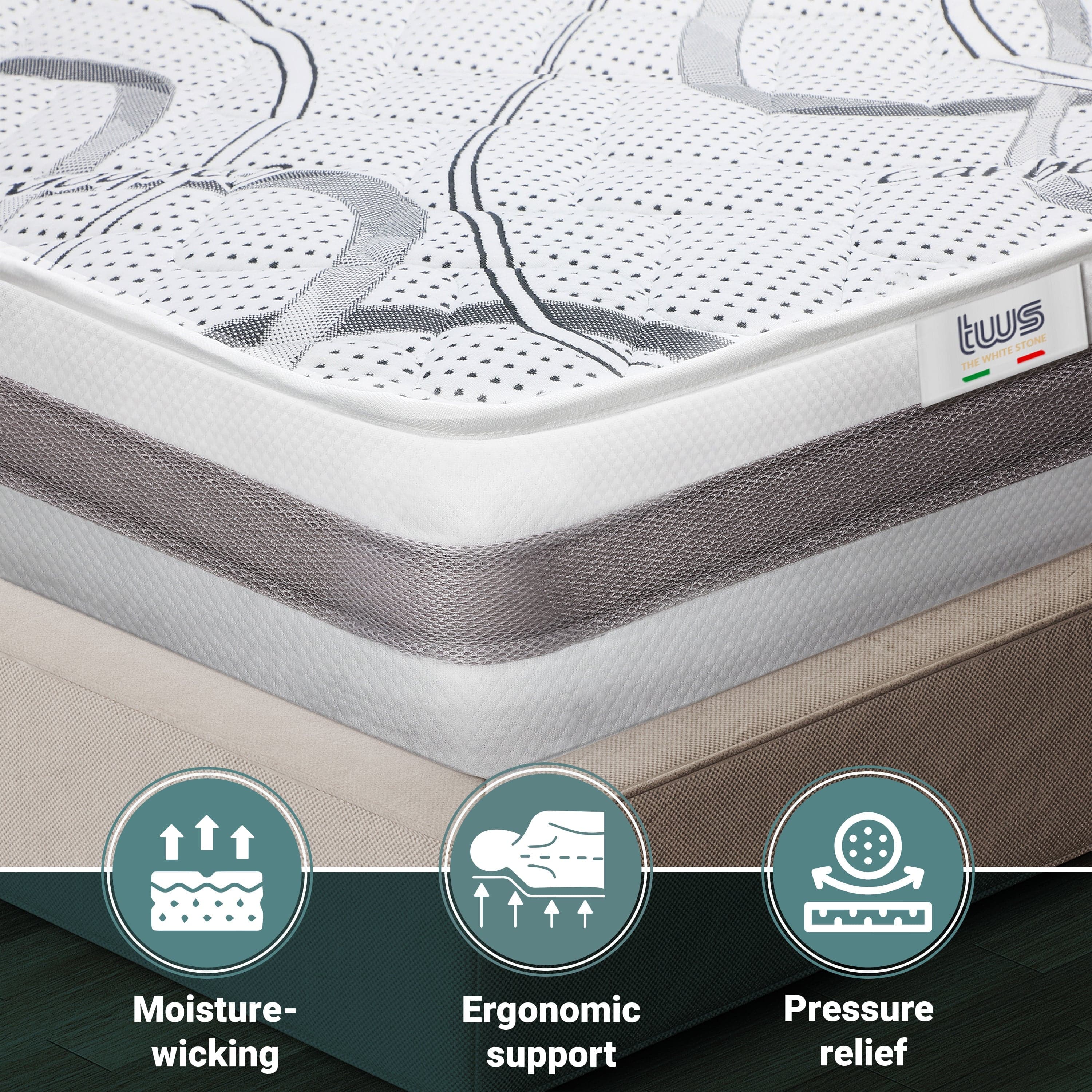 Materasso Extra Size CARBON Memory Premium Quality | Altezza 16 cm | Made in Italy in Materassi The White Stone - San Donà di Piave, commercioVirtuoso.it