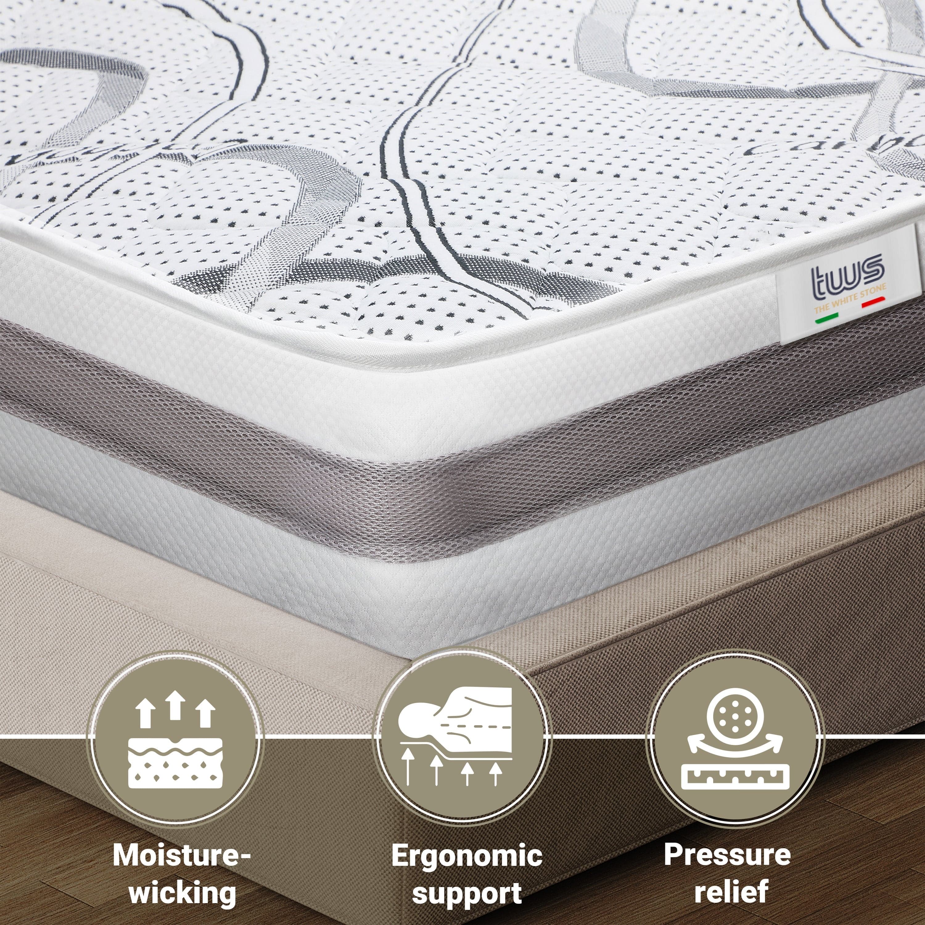 Materasso singolo CARBON Memory Premium Quality | Altezza 20 cm | Made in Italy in Materassi The White Stone - San Donà di Piave, commercioVirtuoso.it