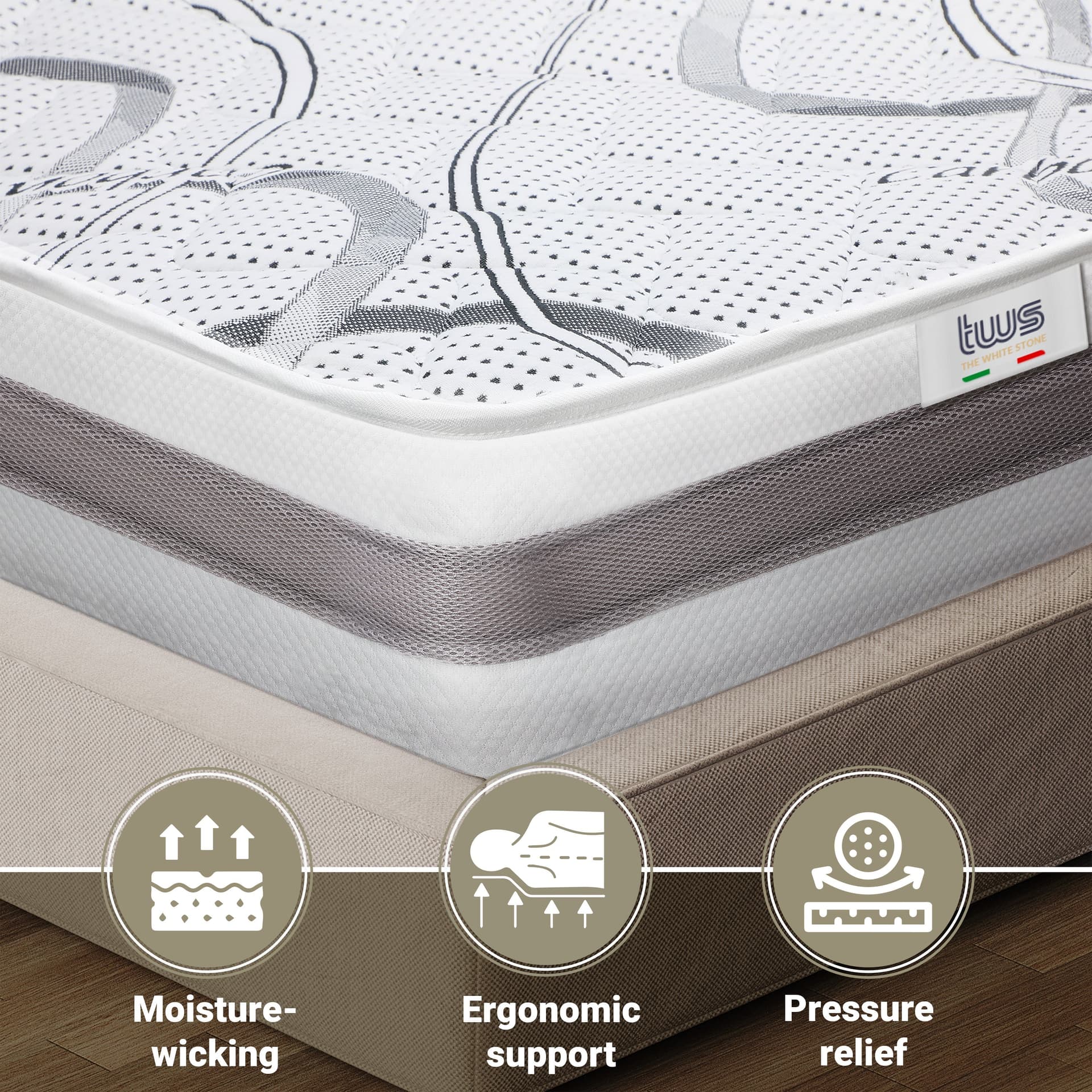 Materasso Matrimoniale CARBON Memory Premium Quality | Altezza 20 cm | Made in Italy in Materassi The White Stone - San Donà di Piave, commercioVirtuoso.it