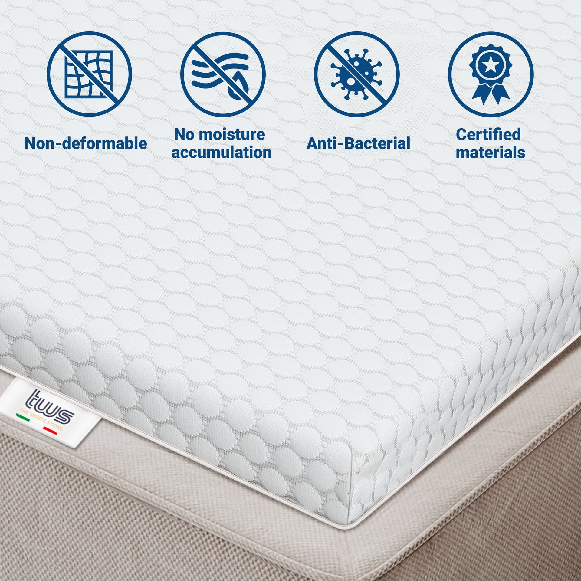 Topper una piazza e mezza Memory Foam | Altezza 5 cm | Made in Italy in Materassi The White Stone - San Donà di Piave, commercioVirtuoso.it