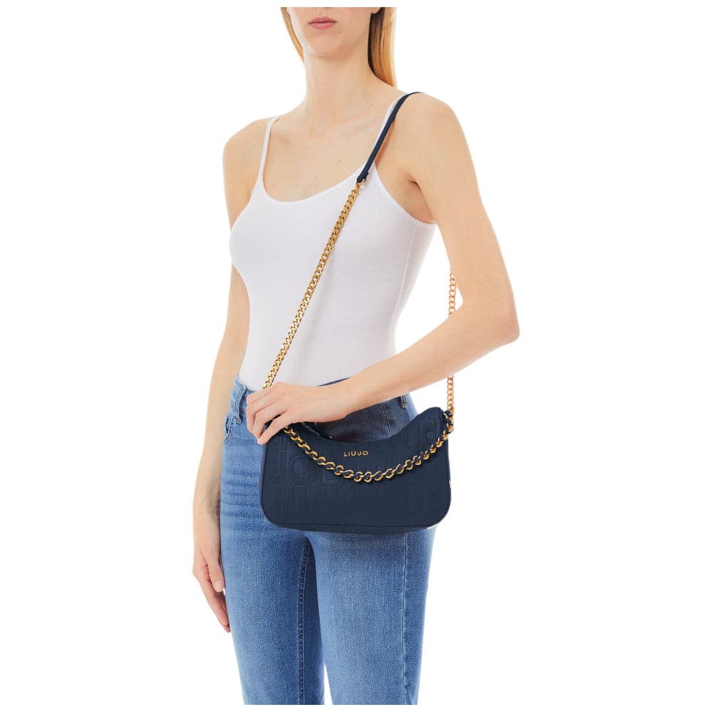 Liu Jo borsa a spalla hobo blu con logo linea Adonide AA5056E0538 Borse Liu Jo