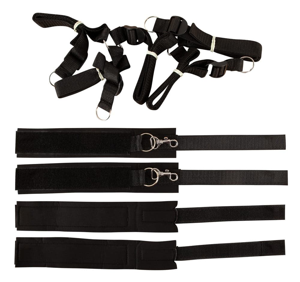 Bondge kit letto Fetish Fantasy Polsiere Cavigliere Blindfold Regolabile nero in prodotto Erosdom - Palmi, commercioVirtuoso.it