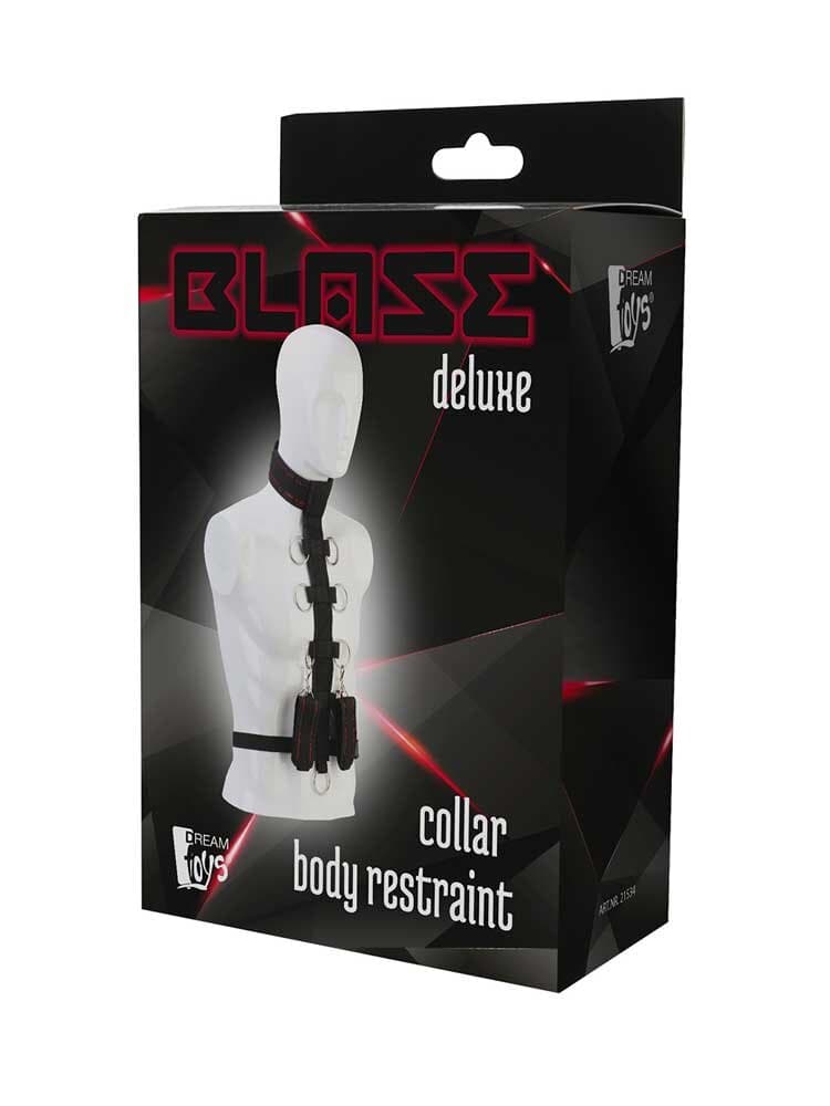 Collare Bondage contenzione con 9 anelli O rings e manette nero fetish BDSM in prodotto Erosdom - Palmi, commercioVirtuoso.it
