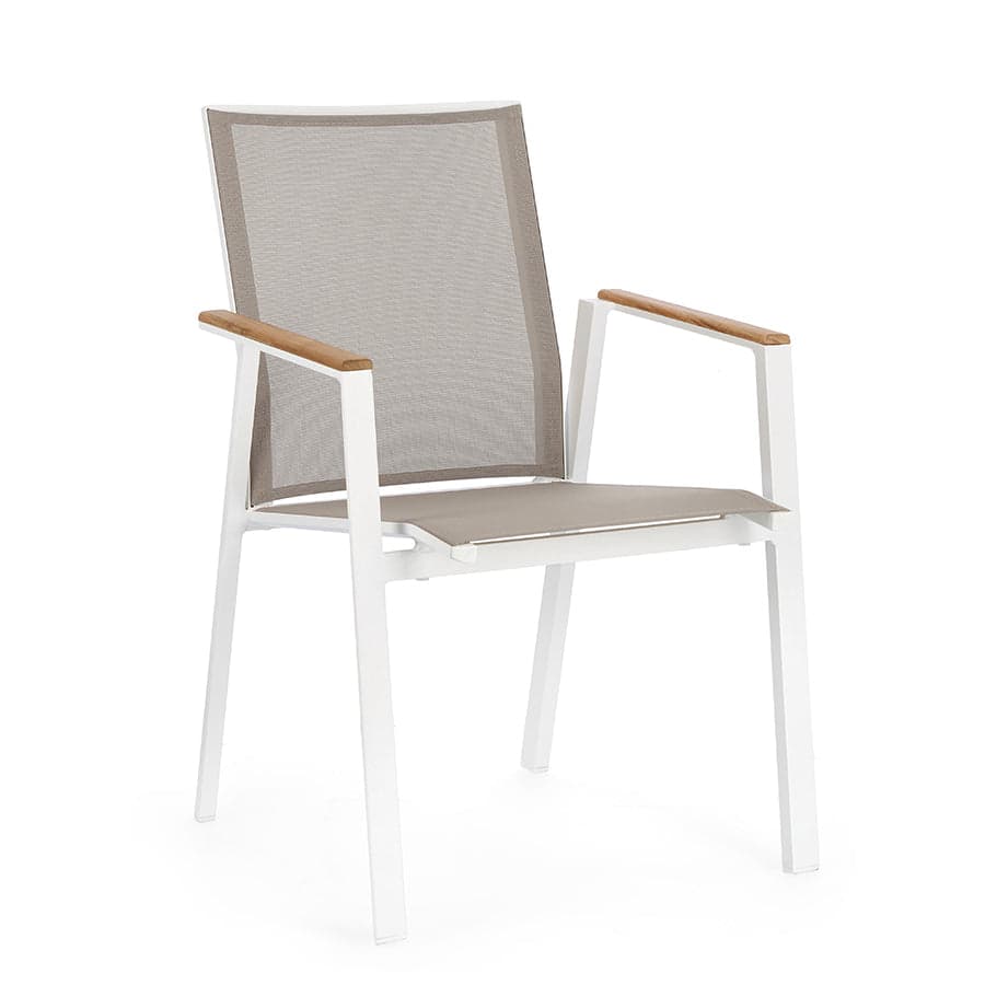 Poltrona "Cameron" da esterno in alluminio verniciato a polvere con dettagli in Teak - 14