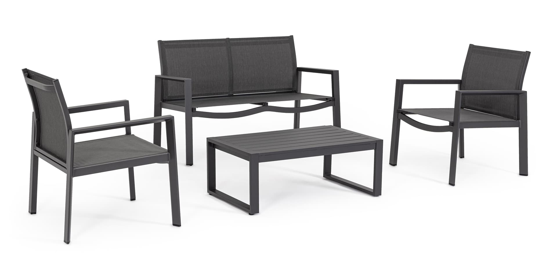 Salotto con poltrone e tavolino "Kallen" struttura in alluminio per veranda e giardino - 22