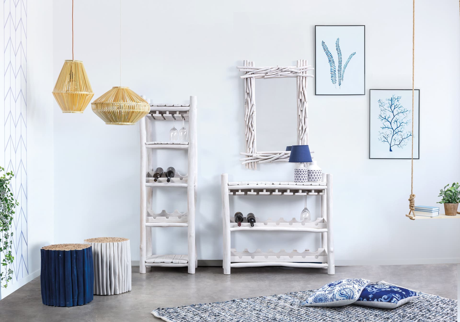 Specchio da parete con cornice in legno "Sahel" 90 a - 6 b - 60 h cm in Specchi da parete Decor Space - Altamura, commercioVirtuoso.it