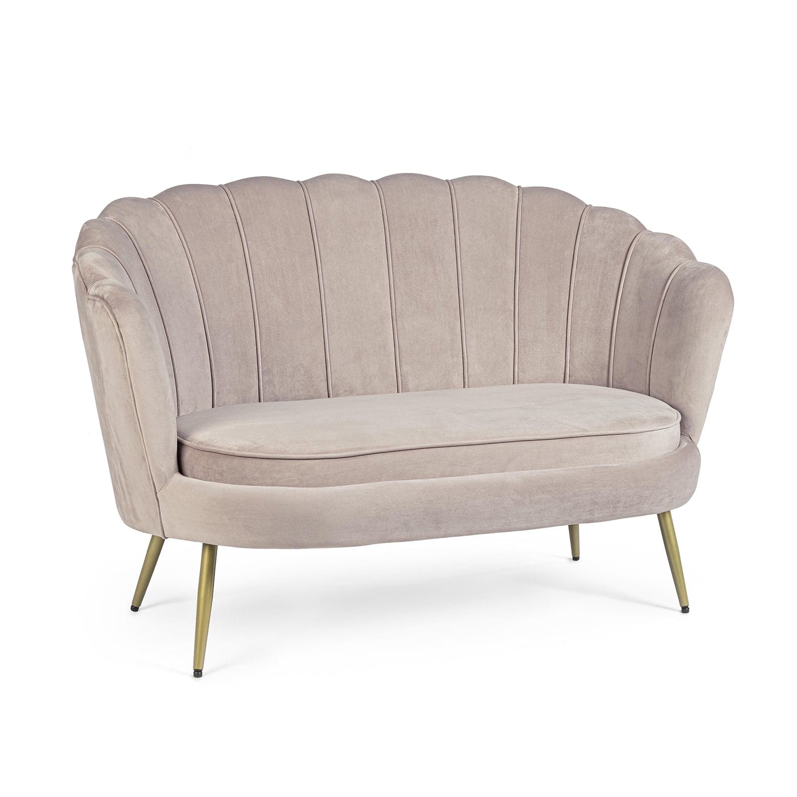 Divano in velluto 2 posti "Gigliola" conchiglia con piedi ottone 137 cm - 23