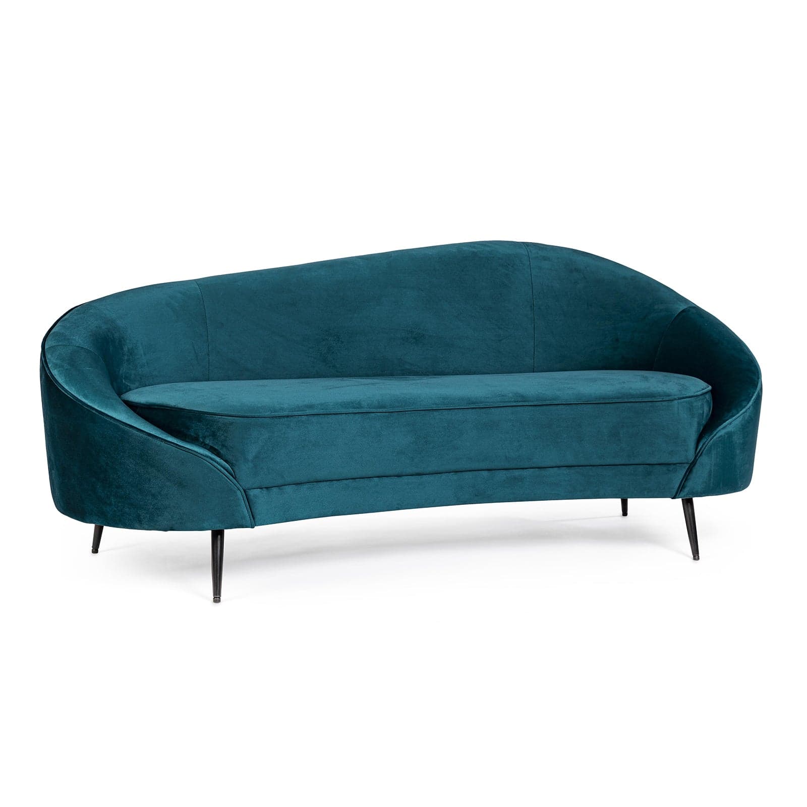 Divano in velluto Blu 2 posti "Seraphin" conchiglia con piedi neri 183 cm - 19