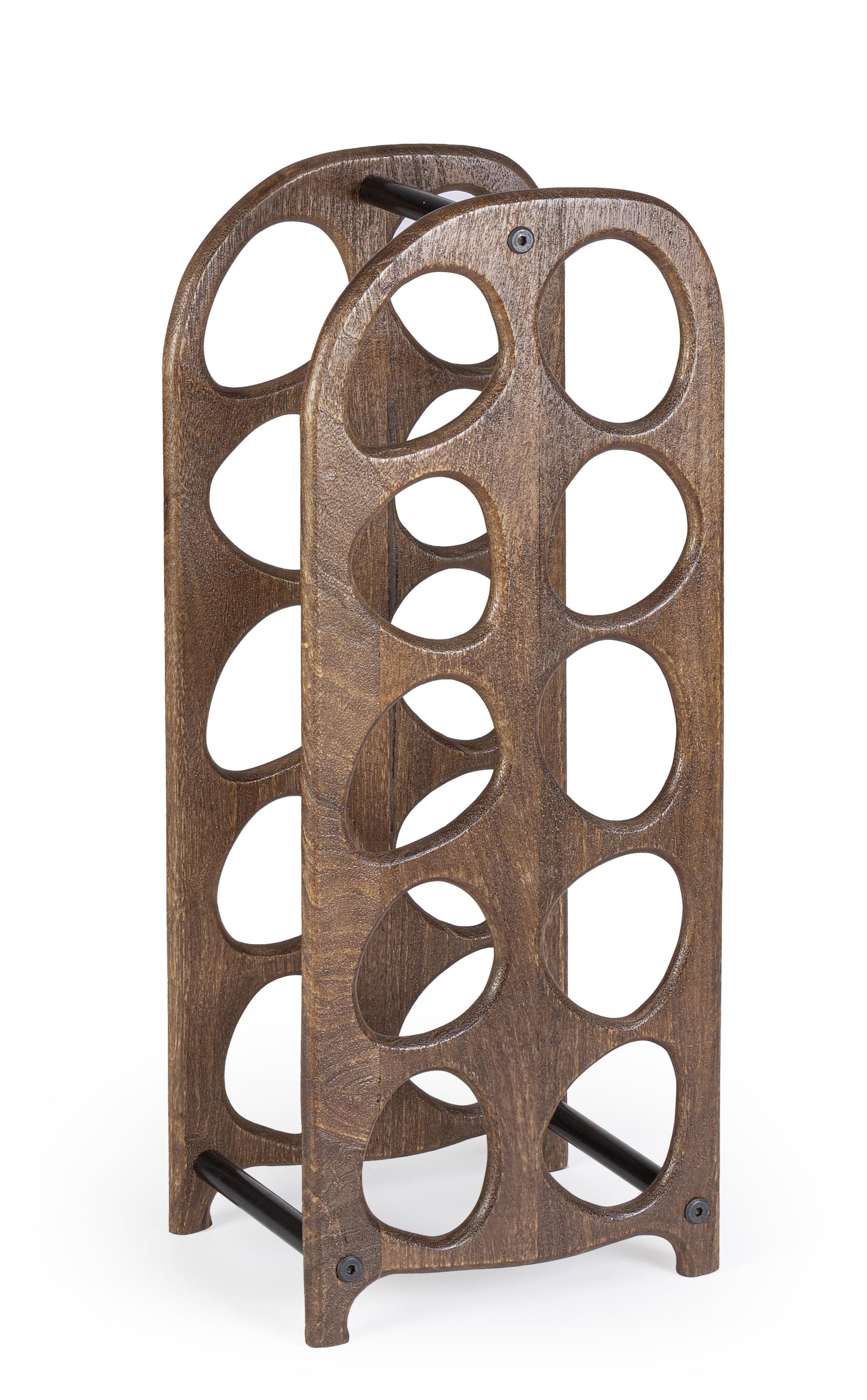 Porta bottiglie "Yukon" in legno di mango e suuporti in acciaio verniciato a polvere da assemblare h 67 cm - 8