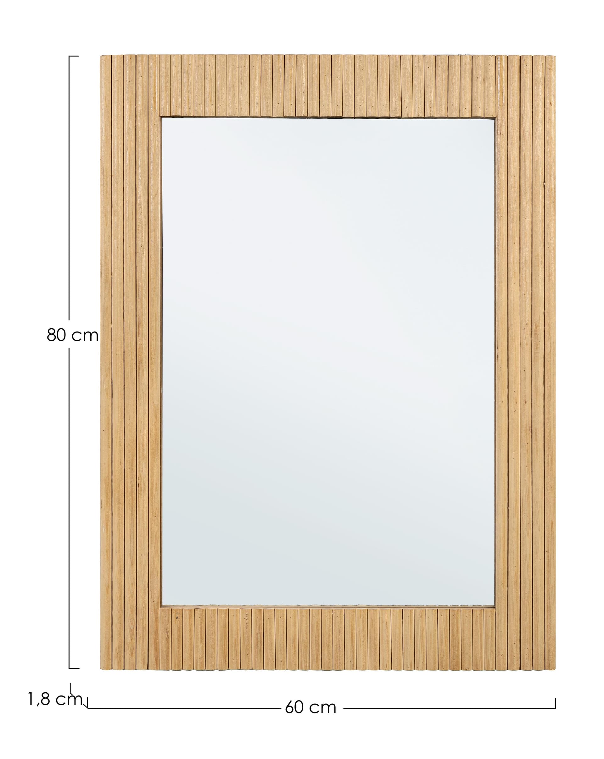 Specchio con cornice "Charley" in paulownia h 60a - 1,8b - 80 cm in Specchi da parete Decor Space - Altamura, commercioVirtuoso.it
