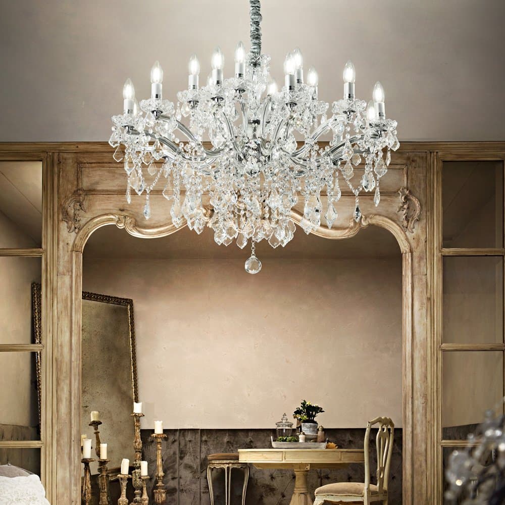 Lampadario Classico Florian Metallo-Cristallo Cromo 18 Luci E14 in Lampadari LuceArt - Montecorvino Pugliano, commercioVirtuoso.it