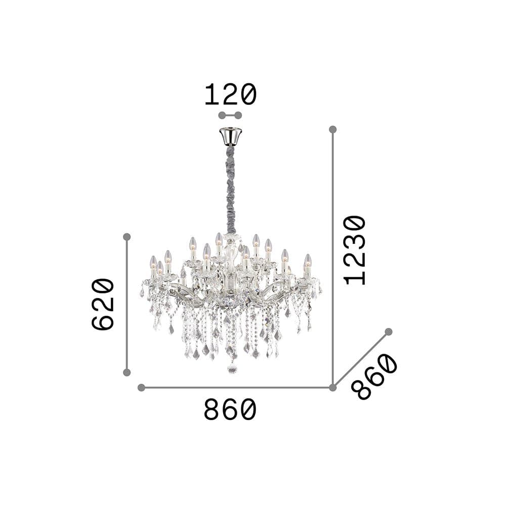 Lampadario Classico Florian Metallo-Cristallo Cromo 18 Luci E14 in Lampadari LuceArt - Montecorvino Pugliano, commercioVirtuoso.it
