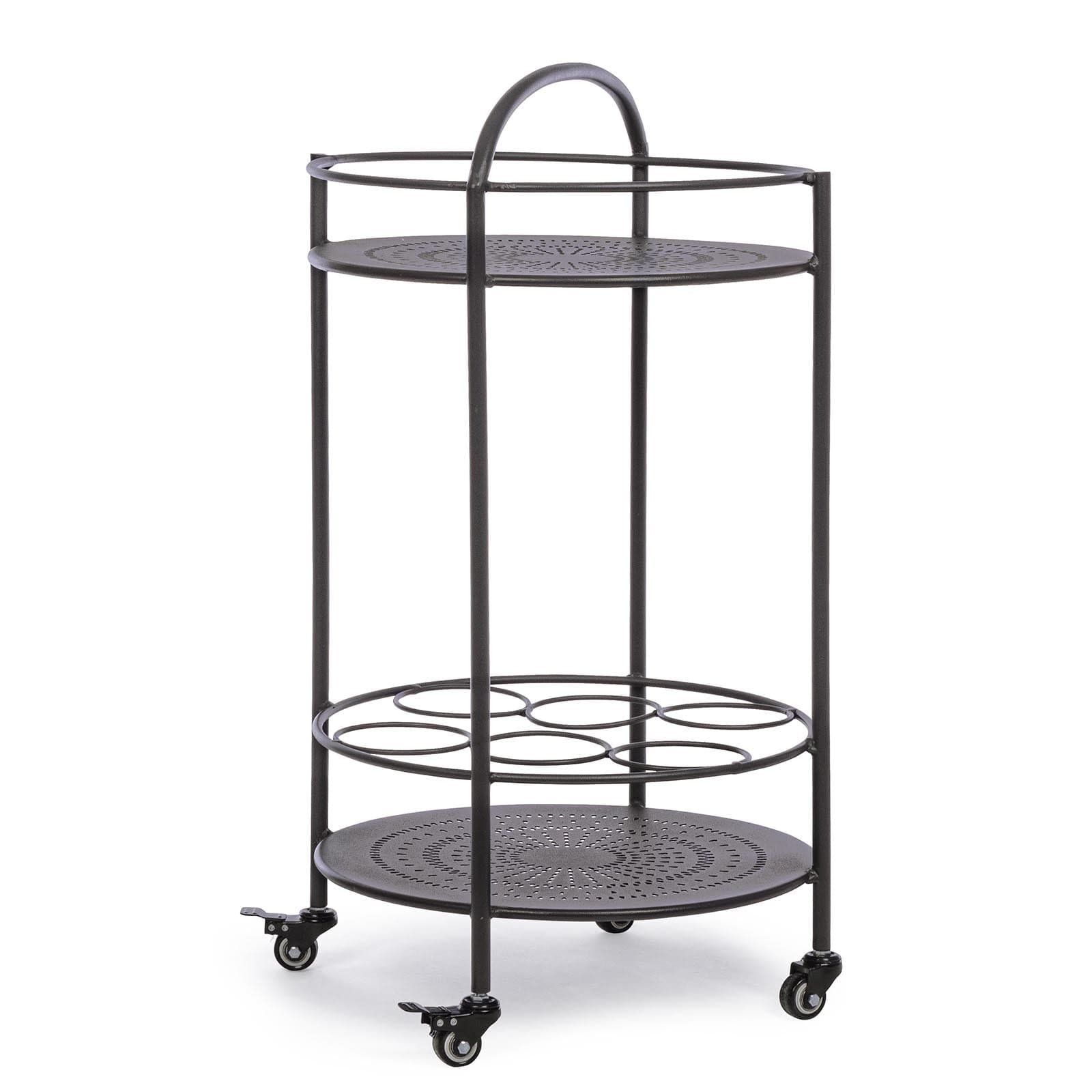 Carrello portatile "Burton" porta bottiglie e calici da vino h 81 cm - 22
