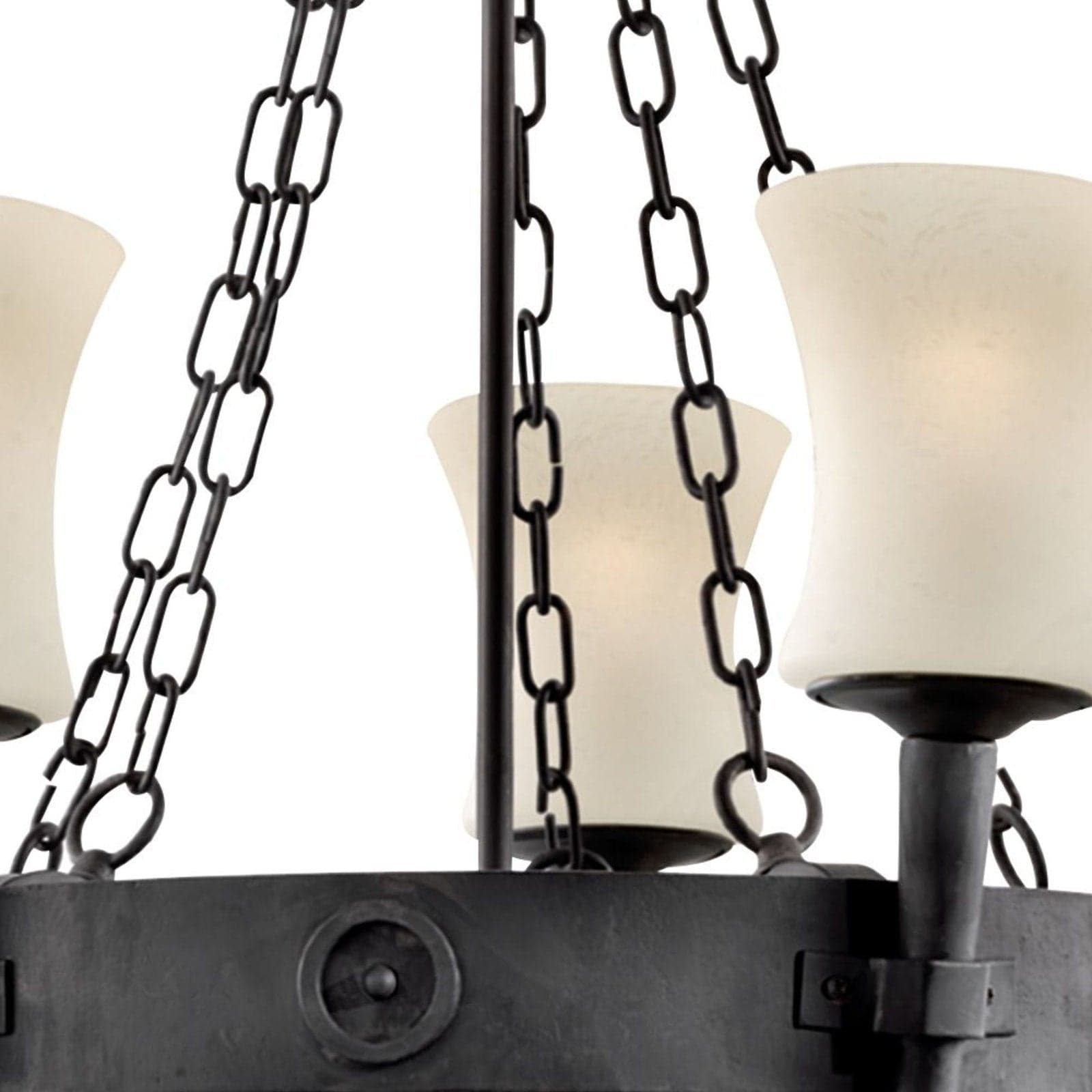 Lampadario Classico Cartwheel Acciaio Nero Vetro 5 Luci E27 in Lampadari LuceArt - Montecorvino Pugliano, commercioVirtuoso.it