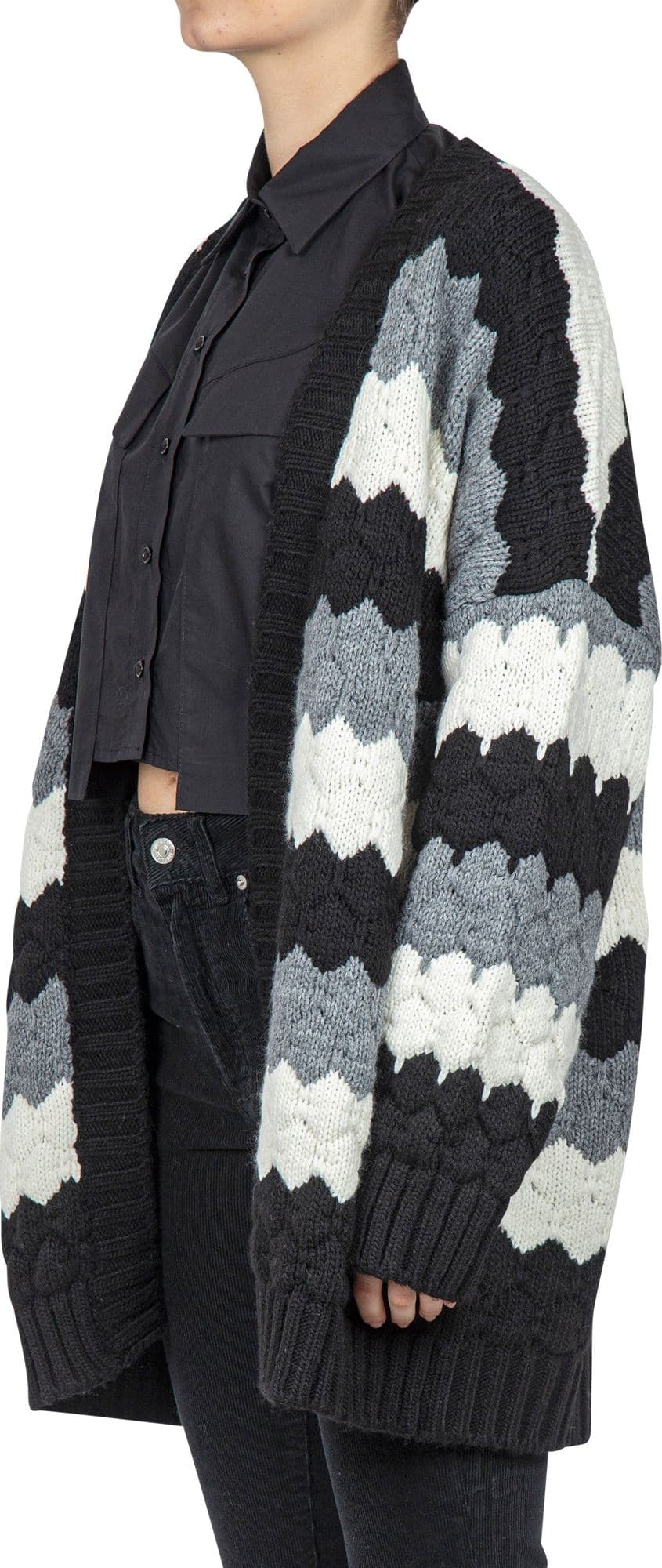 SO ALLURE So Allure - Cardigan - 441922 - Nero/Panna da donna in Maglieria sportiva Drestige - Casamassima, commercioVirtuoso.it