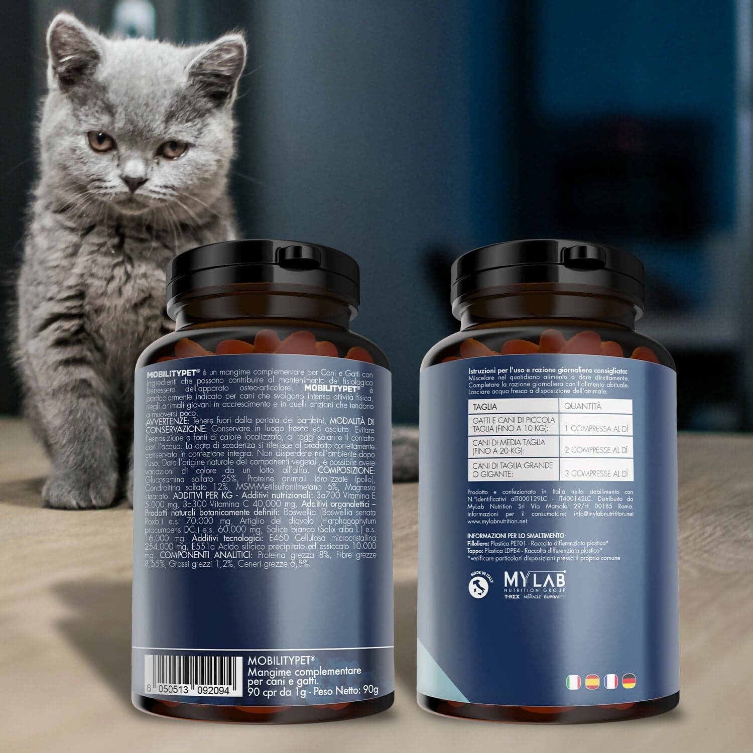 Suprapet mobilitypet cani e gatti - supporto per ossa e cartilagini 90 compresse - con boswelia glucosammina, condroitina, msm, artiglio, vitamina c (90 unità (confezione da 1)) in Cura di anche e articolazioni MyLab Nutrition - Roma, commercioVirtuoso.it