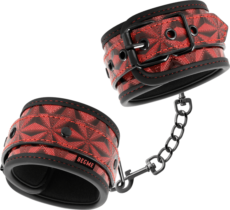 Manette Premium rosse e nere Begme cuffs bondage sadomaso fetish in prodotto Erosdom - Palmi, commercioVirtuoso.it