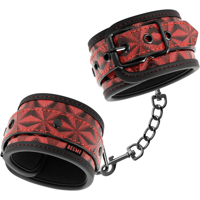 Manette Premium rosse e nere Begme cuffs bondage sadomaso fetish in prodotto Erosdom - Palmi, commercioVirtuoso.it