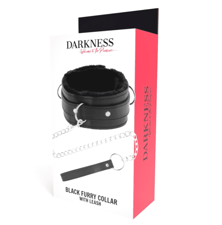 Darkness collare con guinzaglio regolabile nero pelle per dominazione BDSM