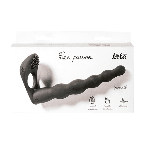 Strap-on con anello e Vibrazione Lola 17 cm nero stimolante anale vaginale