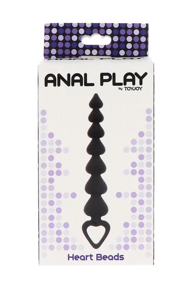 Stimolatore anale Progressivo a cuore nero 21,5 cm a cuori perle anali silicone in prodotto Erosdom - Palmi, commercioVirtuoso.it