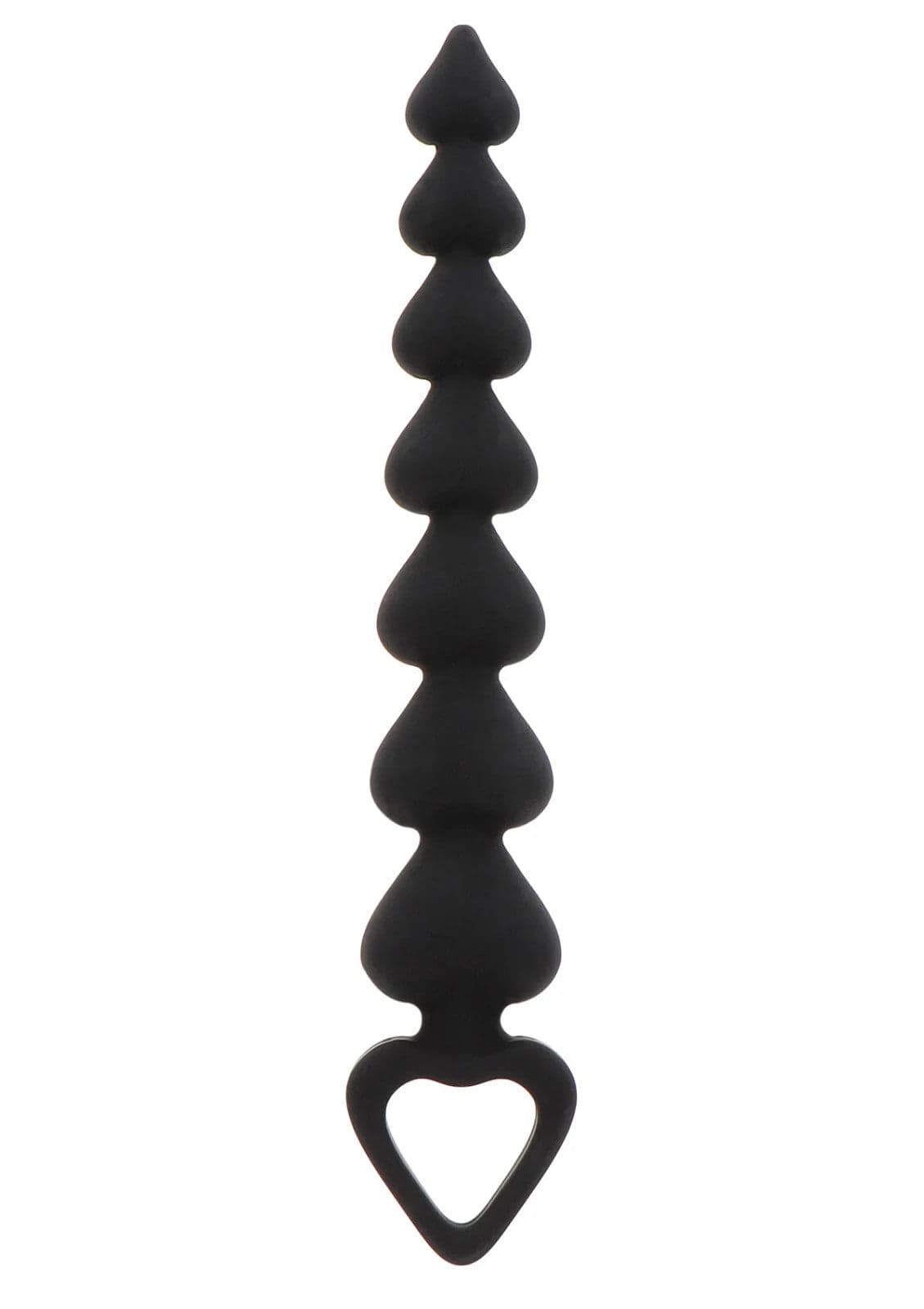 Stimolatore anale Progressivo a cuore nero 21,5 cm a cuori perle anali silicone in prodotto Erosdom - Palmi, commercioVirtuoso.it