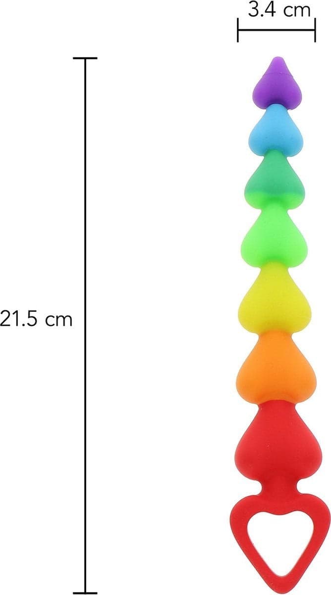 Stimolatore anale Progressivo 7 cuori Arcobaleno 21,5 cm silicone per max 3,4 in prodotto Erosdom - Palmi, commercioVirtuoso.it