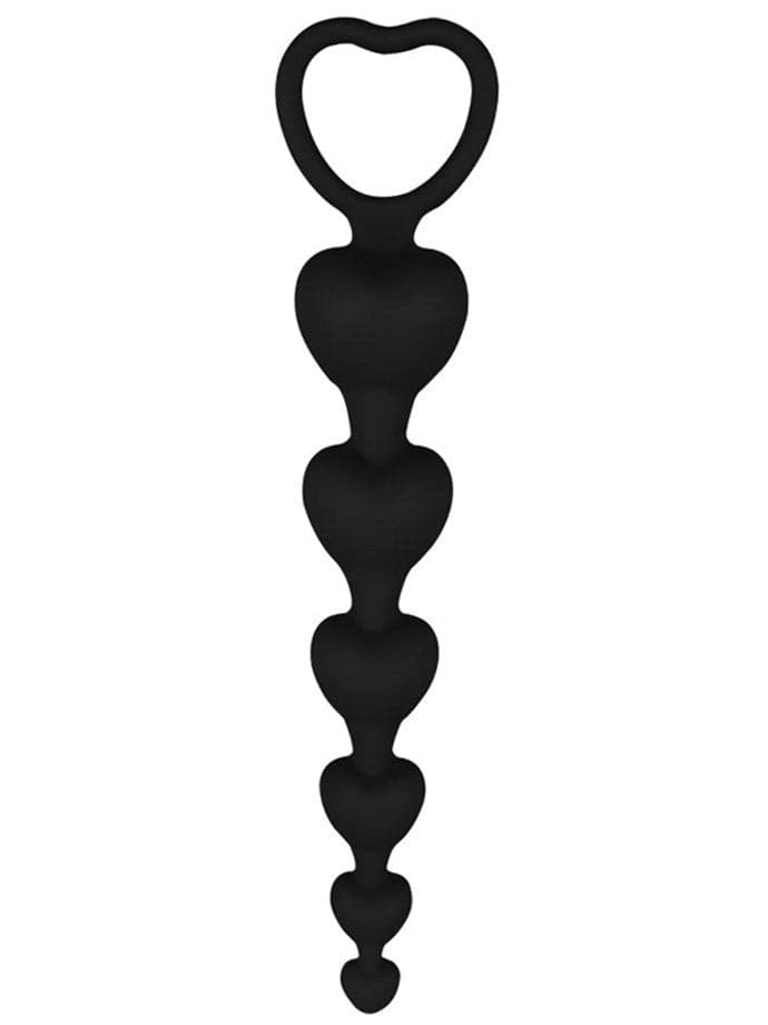 Stimolatore perle anali Progressivo nero a 6 cuori 15 cm nero loop estrazione in prodotto Erosdom - Palmi, commercioVirtuoso.it
