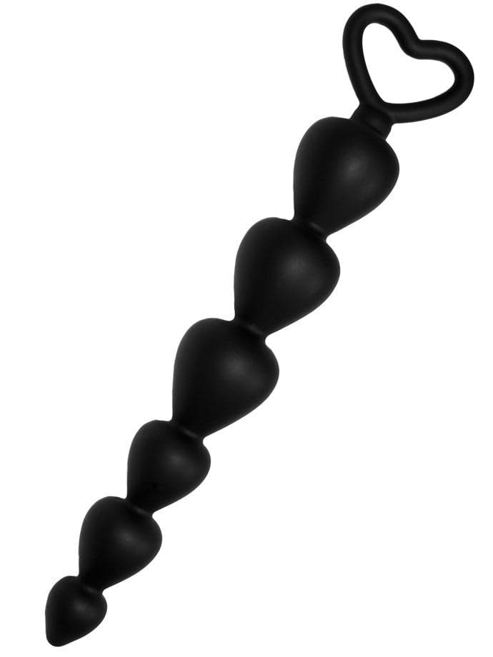 Stimolatore perle anali Progressivo nero a 6 cuori 15 cm nero loop estrazione in prodotto Erosdom - Palmi, commercioVirtuoso.it