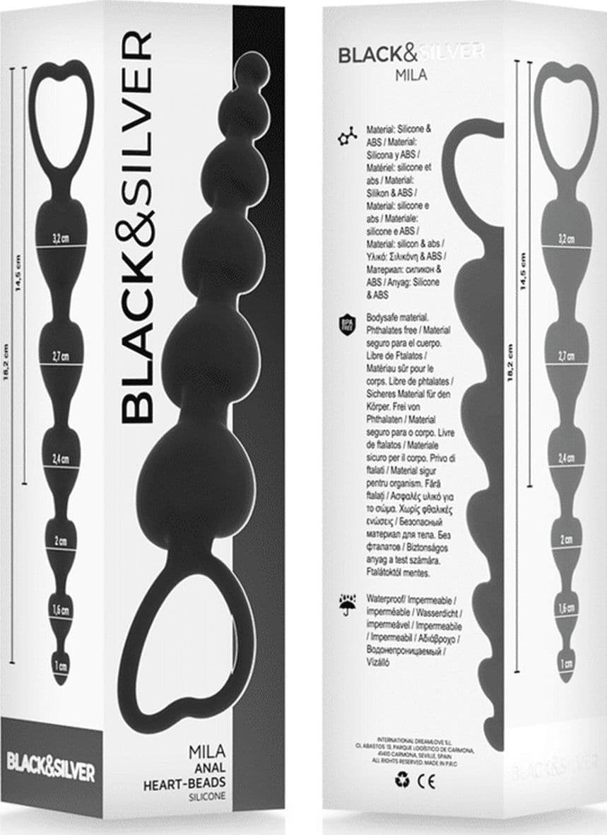 Stimolatore perle anali Progressivo nero a 6 cuori 18 cm nero loop estrazione in prodotto Erosdom - Palmi, commercioVirtuoso.it
