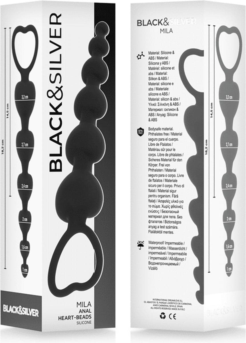Stimolatore perle anali Progressivo nero a 6 cuori 18 cm nero loop estrazione in prodotto Erosdom - Palmi, commercioVirtuoso.it